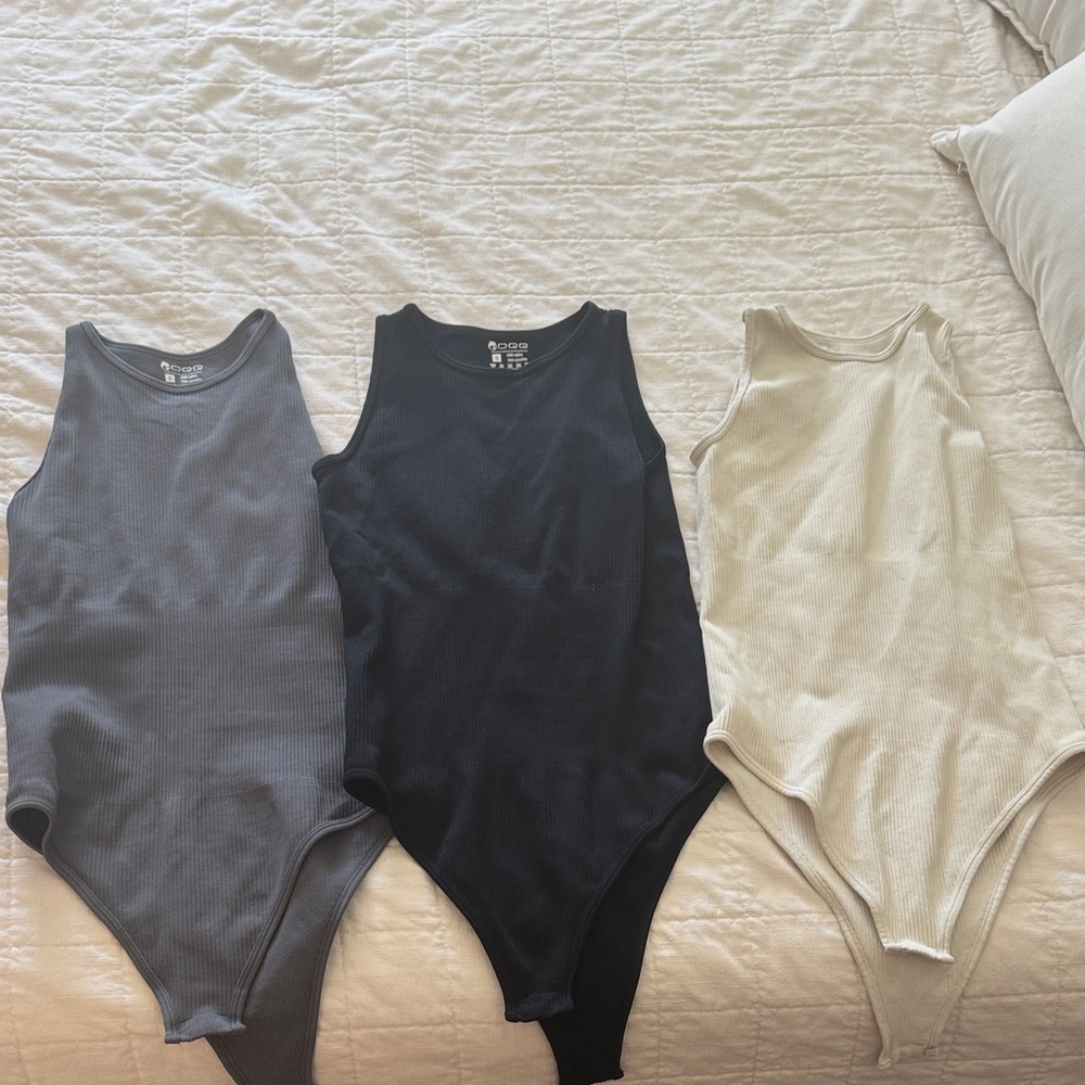 Women’s bodysuit Set of 3 - Black, Gray, and Cream
